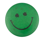 Green Glitter Shamrock Eyes Smileys Button Museum